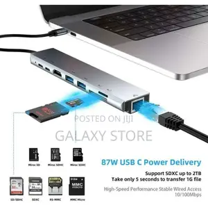 8in1 Typec Adapter Hdmi Docking Usb-C Hub Rj45 Ethernet
