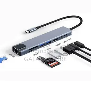 8in1 Typec Adapter Hdmi Docking Usb-C Hub Rj45 Ethernet