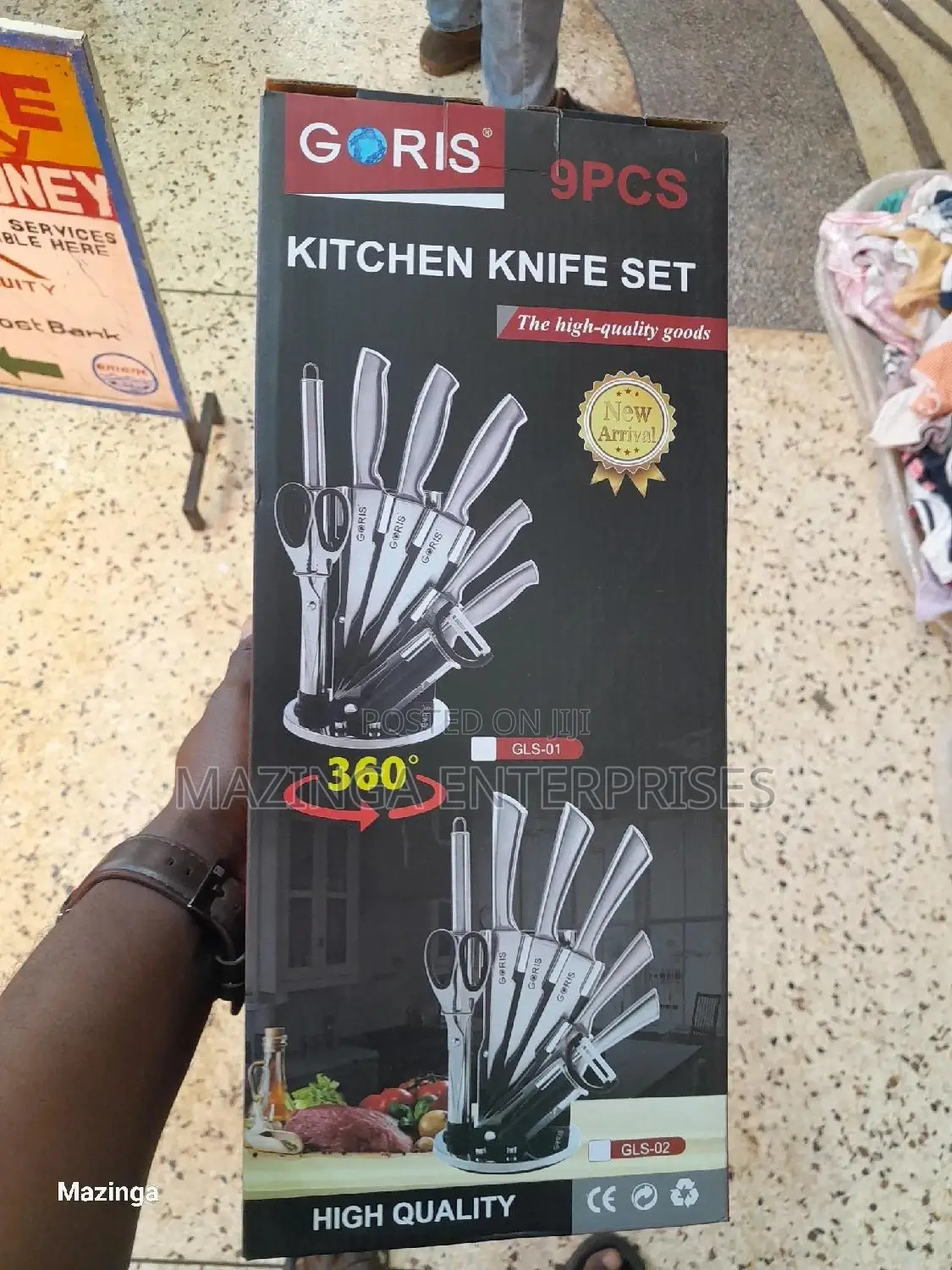 9pcs Kitchen Knife Set With Rotating Base Stand