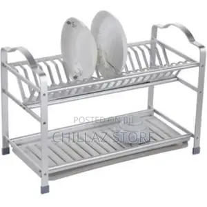 2 Tier Aluminum Plate Dish Drying Draining Rack
