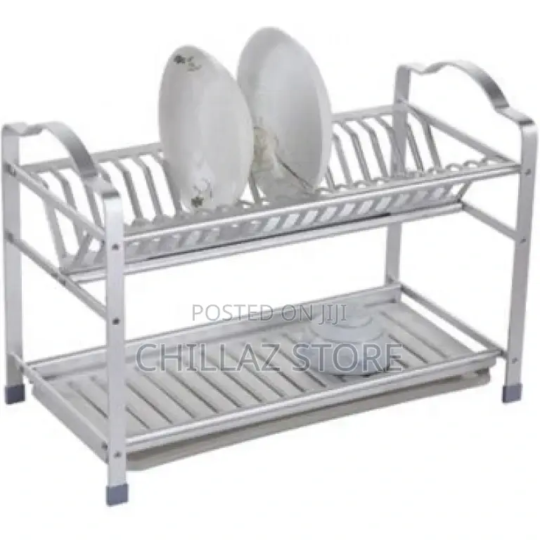 2 Tier Aluminum Plate Dish Drying Draining Rack