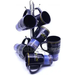 6 Pieces of Long Cups Mugs With Black Wordings