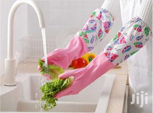 Long Reusable Rubber Latex Waterproof Dishwashing Pink Gloves Freesize