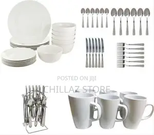 49pc Ceramic Plates Cups Cutlery Set-