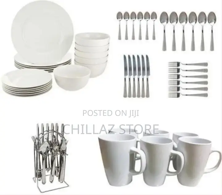 49pc Ceramic Plates Cups Cutlery Set-