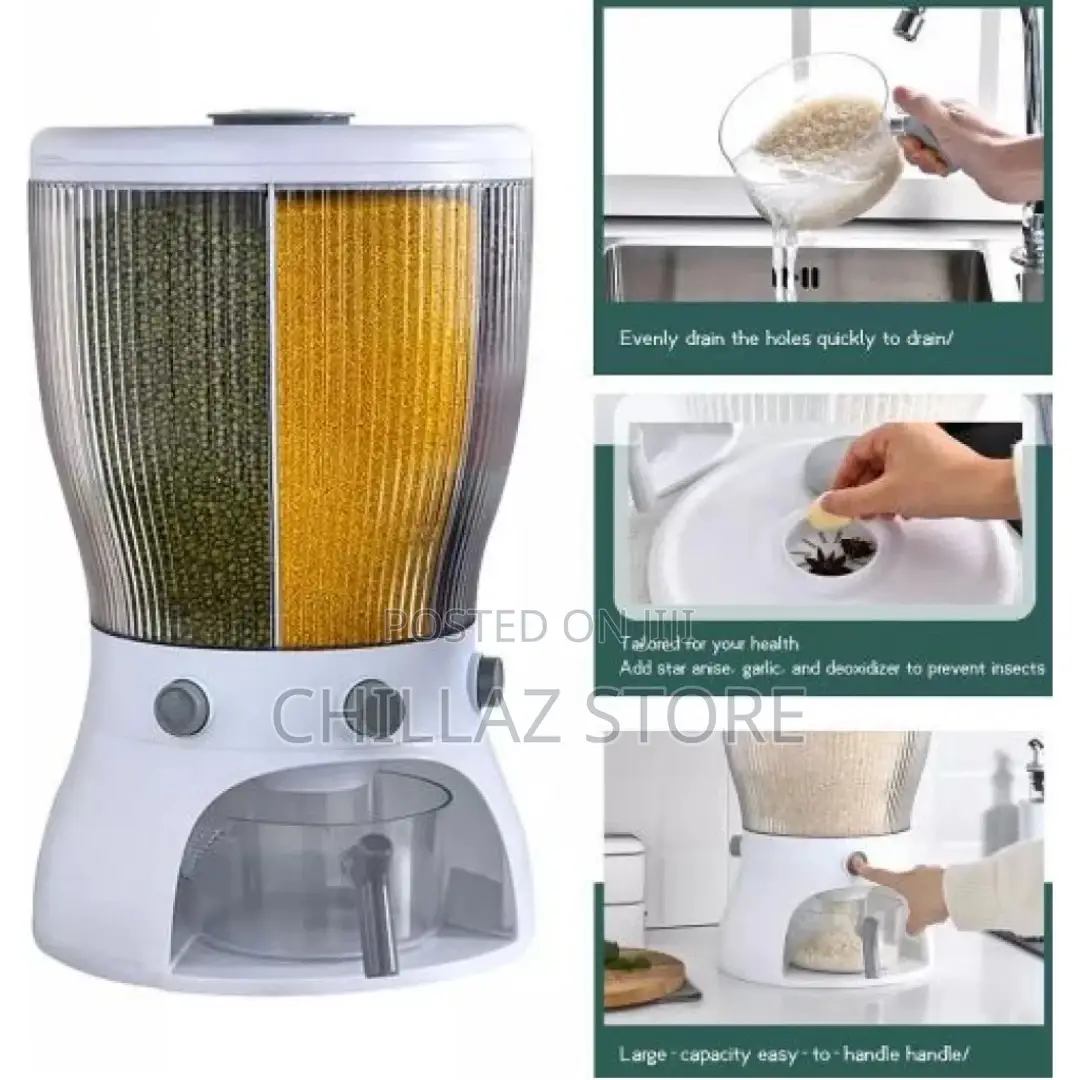 4 Grid Food Rice Bucket Storage Dispenser Box Organizer