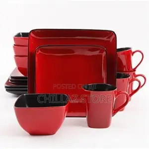 24 Piece Square Plates, Bowls, Cups Dinner Set-
