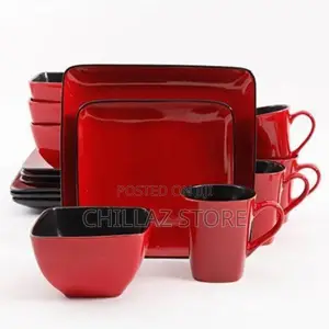 16 Piece Square Plates, Cups, Bowls Dinner Set