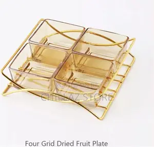 Nut Plate Glass Four Grid Snack Plate Candy Box