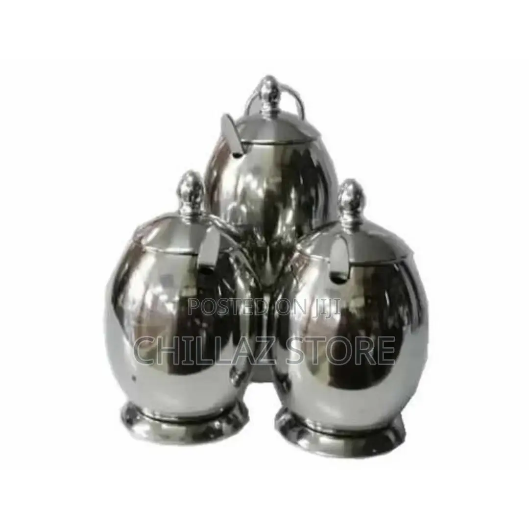 3 Piece Spice Sugar Bowl Canister Storage Tins
