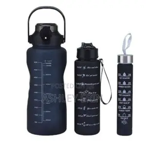 Portable Plastic Water Bottle Set - 3pcs Black