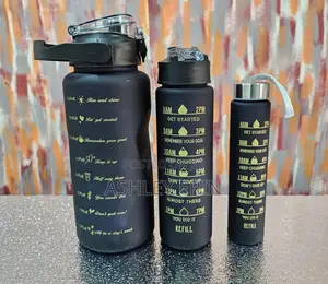 Portable Plastic Water Bottle Set - 3pcs Black