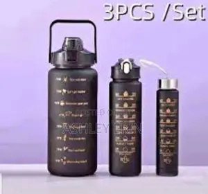 Portable Plastic Water Bottle Set - 3pcs Black