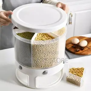 Rotating Food Storage Rice Bucket Cereal Dispenser