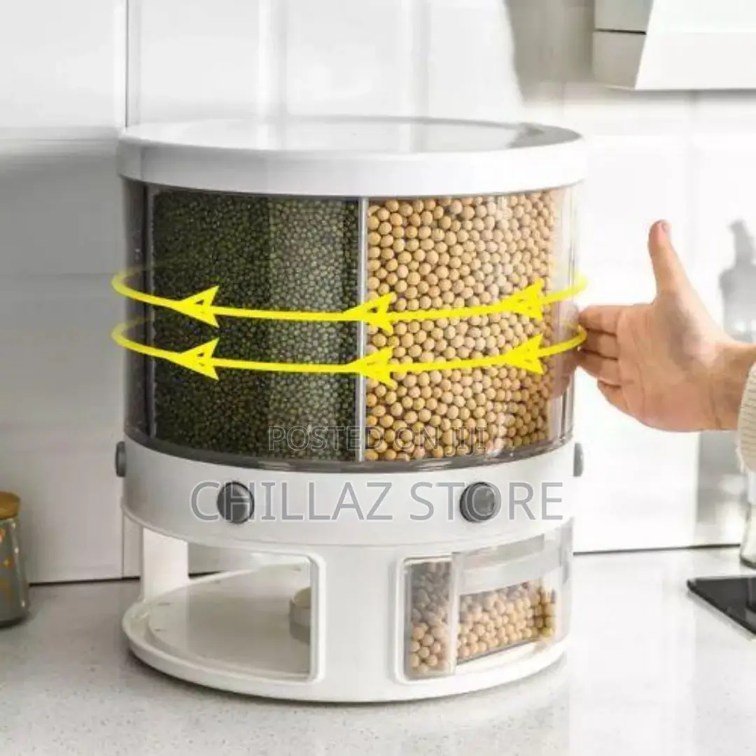 Rotating Food Storage Rice Bucket Cereal Dispenser