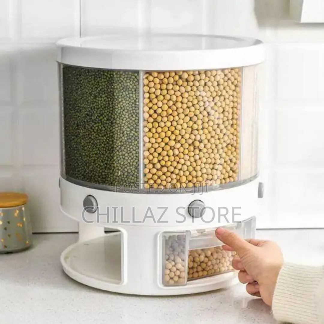 Rotating Food Storage Rice Bucket Cereal Dispenser