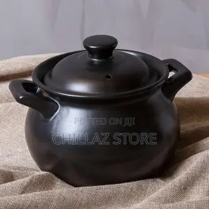 Casserole Clay Ceramic Earthen Stew Cooking Pot Pan -Black