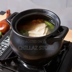 Casserole Clay Ceramic Earthen Stew Cooking Pot Pan -Black