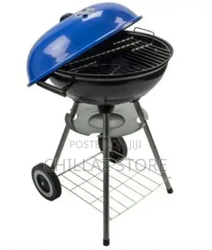 Portable Metal Kettle Trolley Barbecue Wood Charcoal Grill,