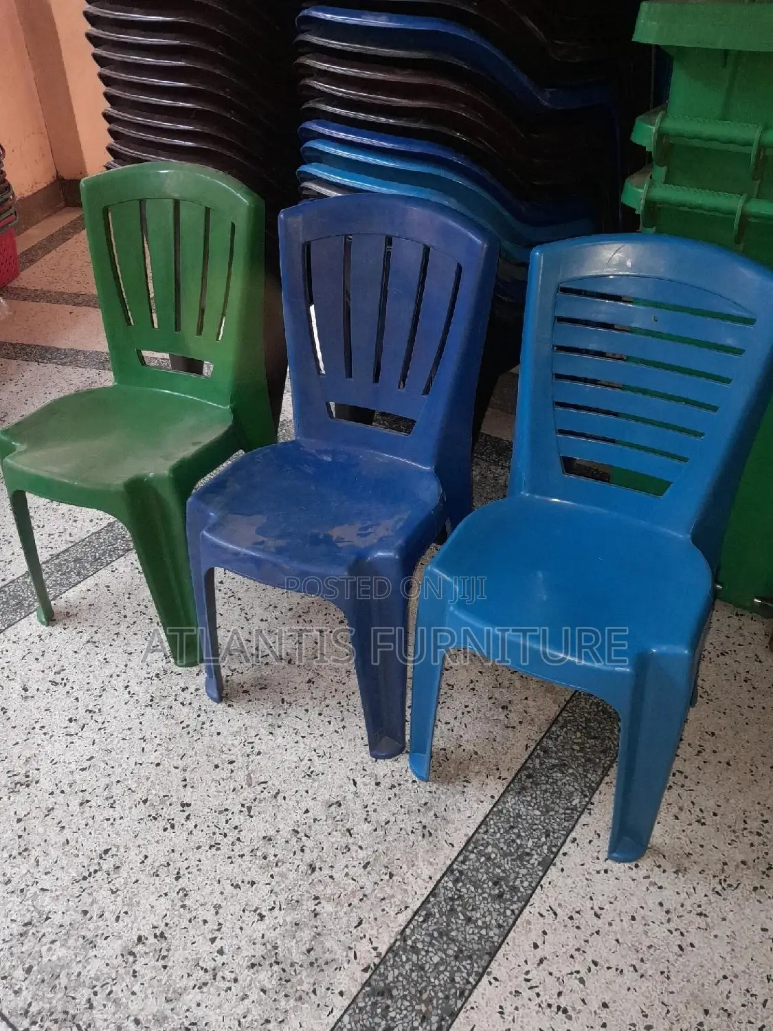 Blue and Green Colour Plastic Chair