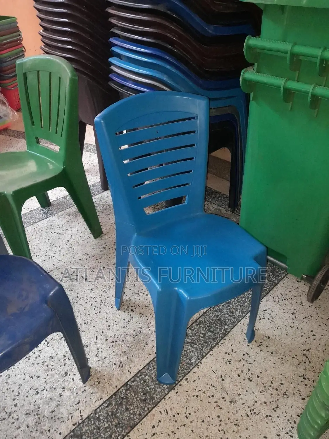 Blue and Green Colour Plastic Chair