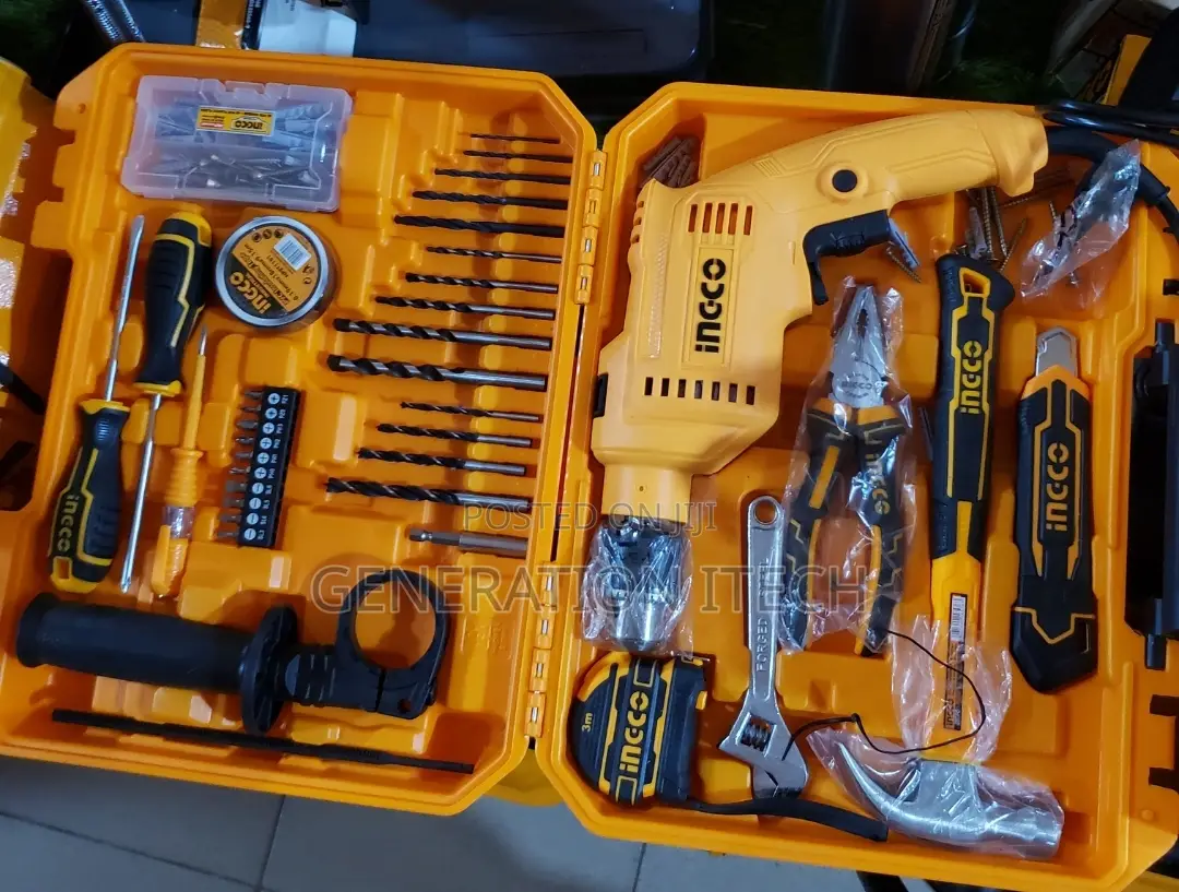 Ingco Tool Set With Drill - Hammer - Screw Drivers Etc