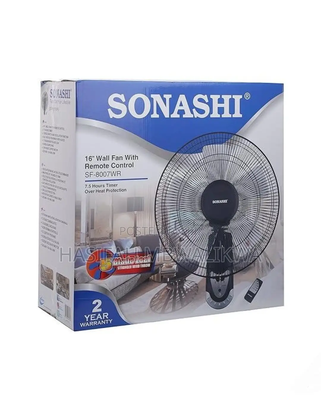 Sonashi Remote Wall Fan - 16" Inch