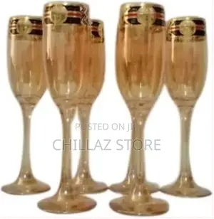 Gold Lead-Free Juice, Champagne Wine Glasses- 6 Pieces,