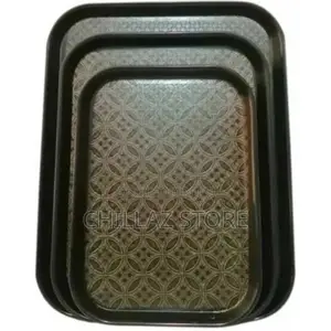 3 Pieces of Rubber Non-Slip Serving Trays Platters