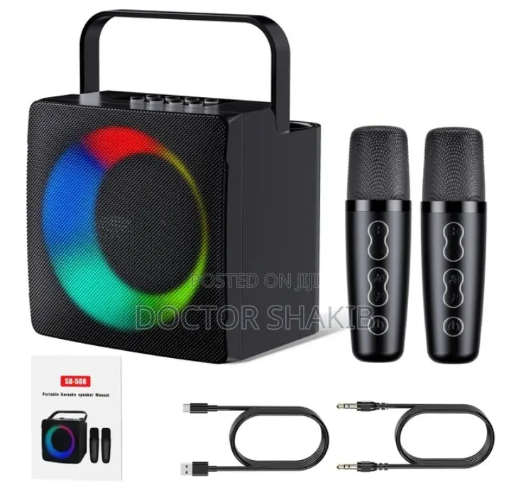 SD-508 Portable Bluetooth Karaoke Speaker With 2 Microphone