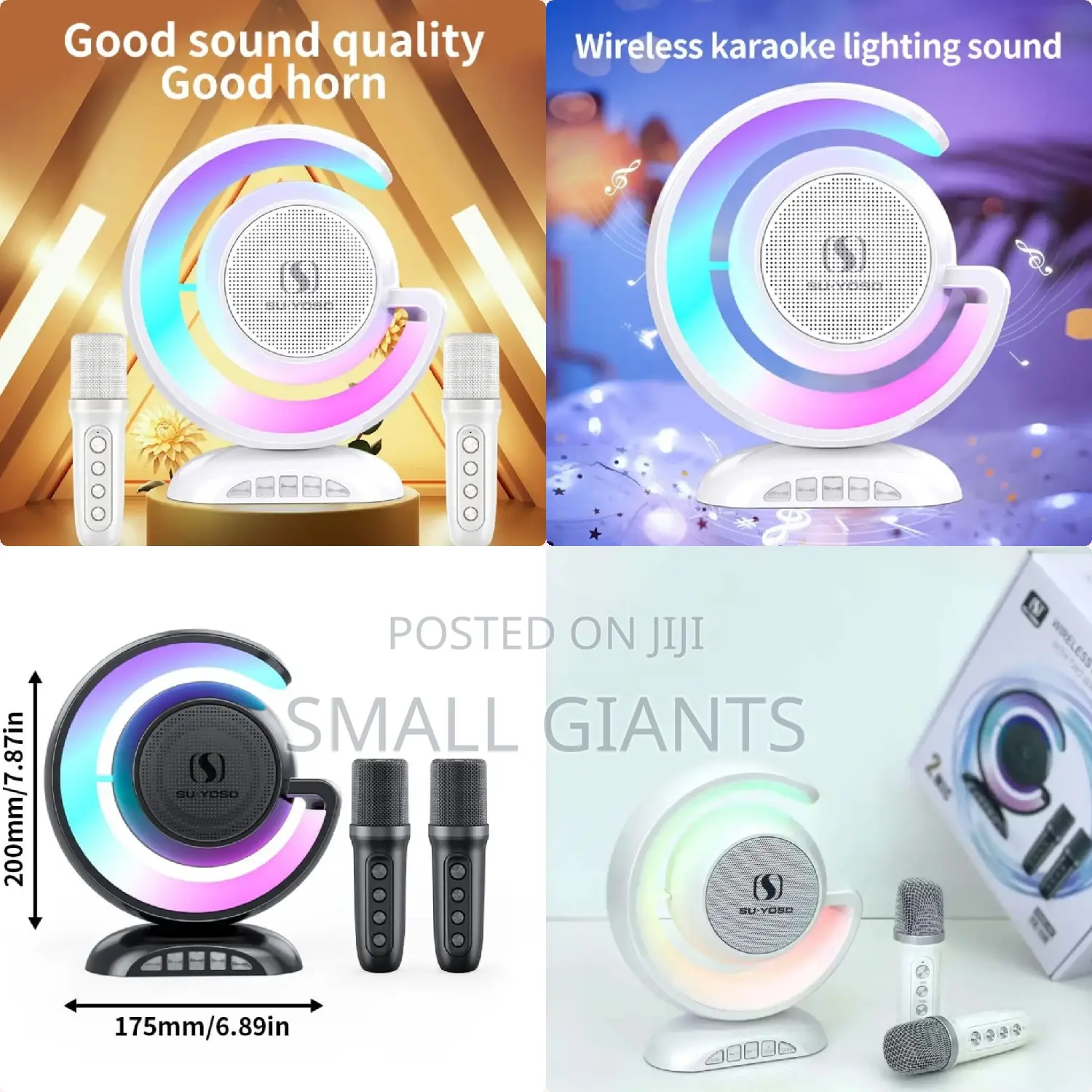 Wireless Lightshow Speaker With Two Wireless Microphones