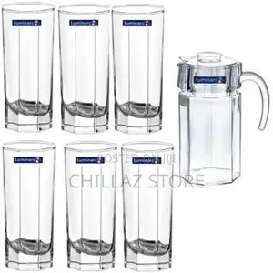 Luminarc Unique Jug Pitcher and Quality 6 Drinking Glasses-