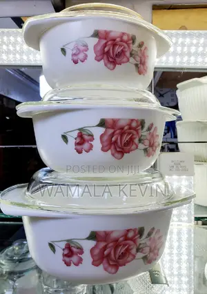 Serving Dish Casserole Bowl Set With 3pcs Glass Lids