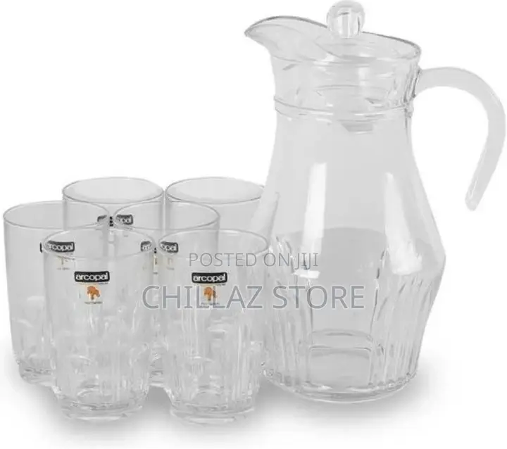 Arcopal Elegant Jug Pitcher and Quality 6 Drinking Glasses-