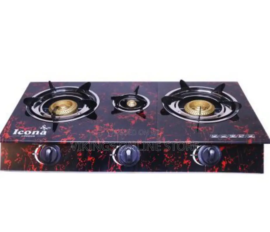 3 Burner Automatic Glass Top Gas Stove