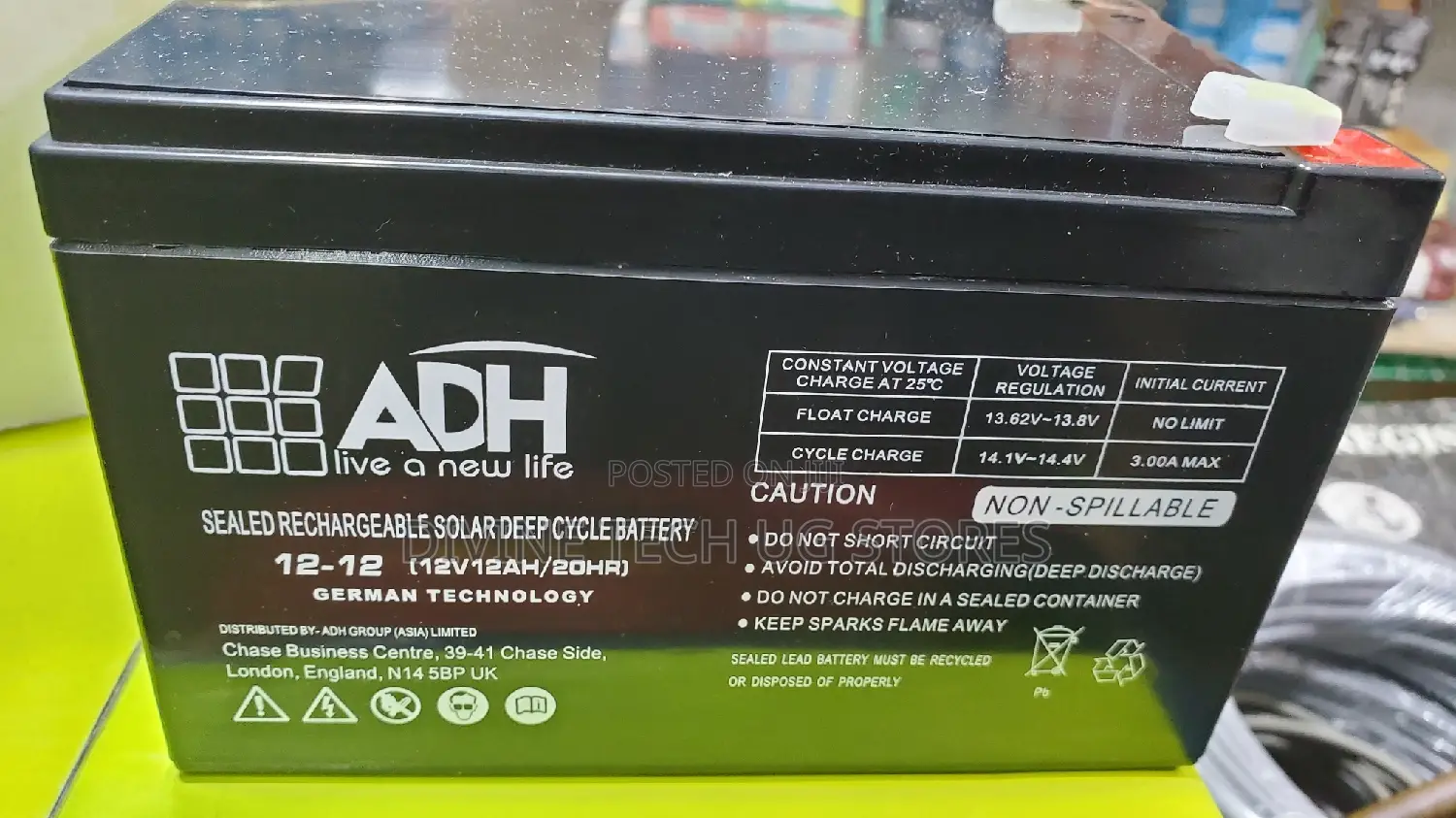ADH 12/12ah Solar Battery 20hrs German Technology