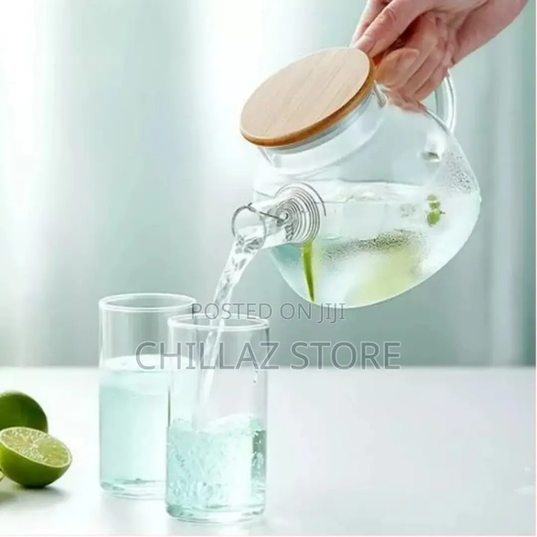 1000ml Glass Teapot Kettle With Whistle Infuser Bamboo Lid