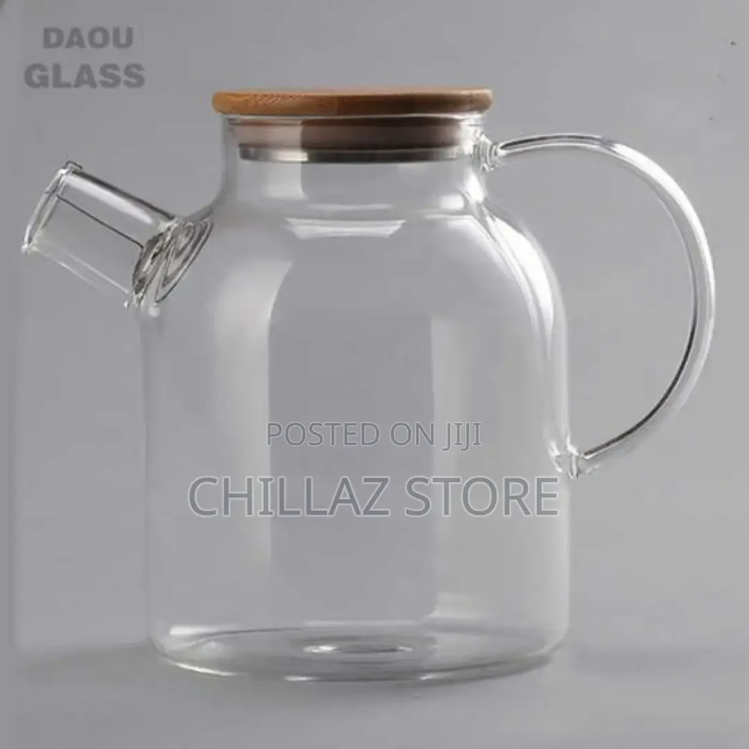 1800ml Glass Teapot Kettle With Whistle Infuser Bamboo Lid