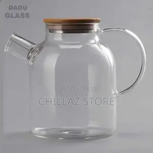 1800ml Glass Teapot Kettle With Whistle Infuser Bamboo Lid