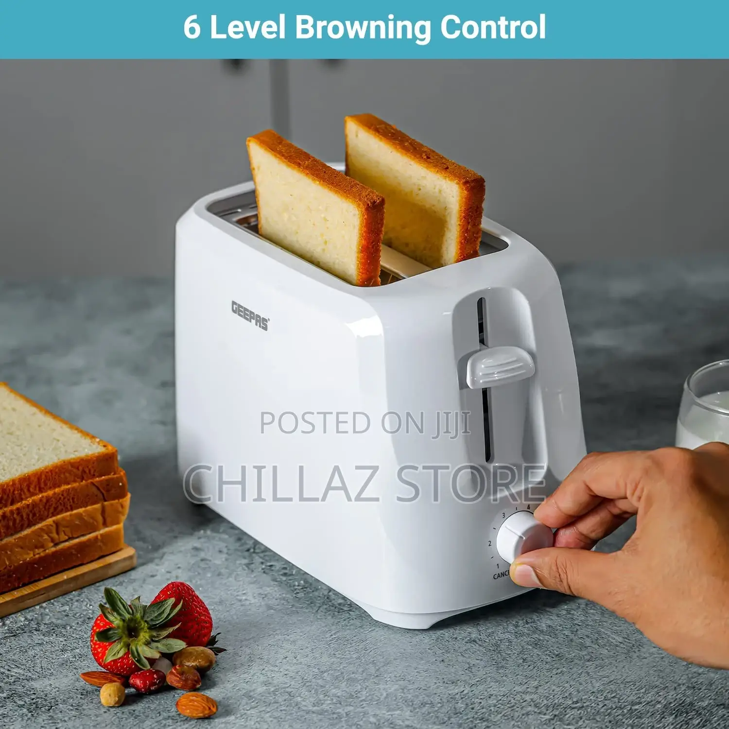 Geepas Bread Toaster, White,