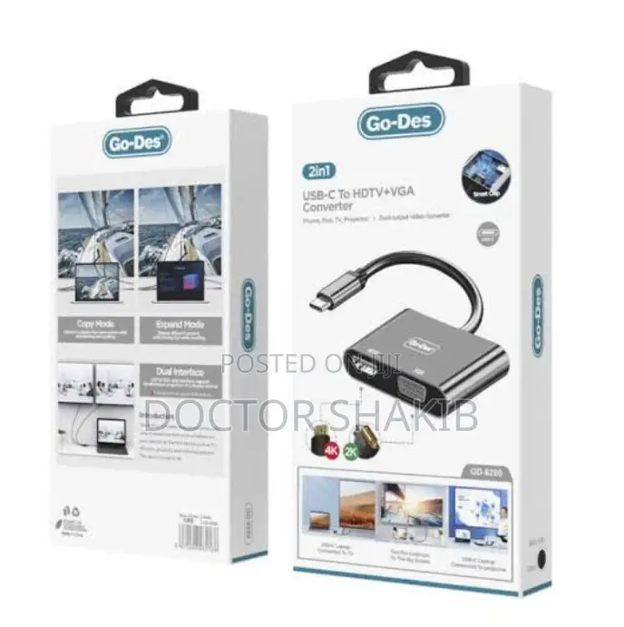 2 in 1 USB C to HD TV Plus VGA Converter