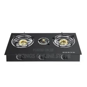 3 Burner Gas Stove With Auto Matic Ignition and Glass Top-