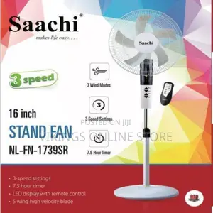 Saachi 16 Inch Stand Fan With Remote Control, 3 Speed
