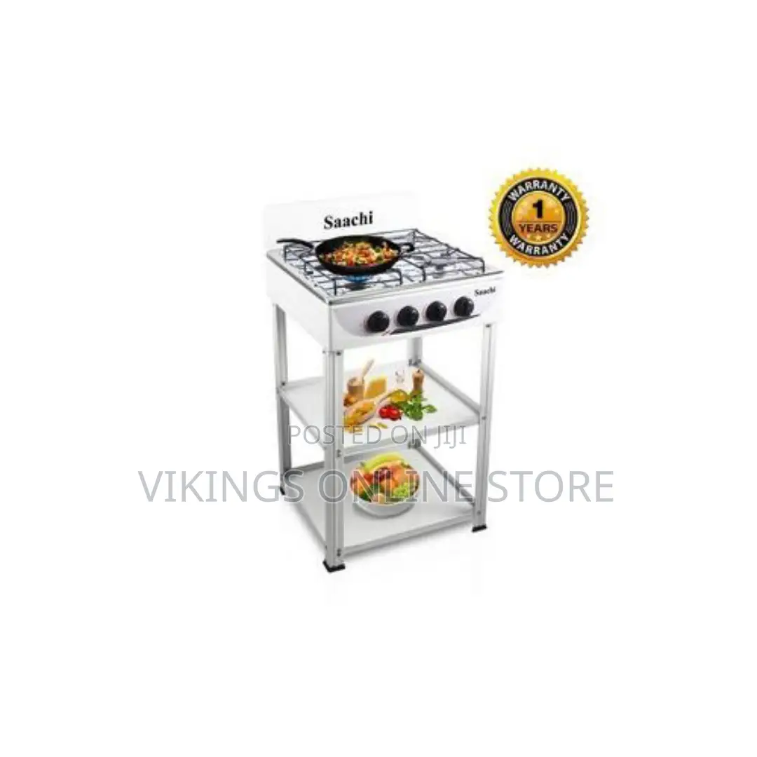 Saachi Stainless Steel 4 Gas Burner Stove Shelves - White