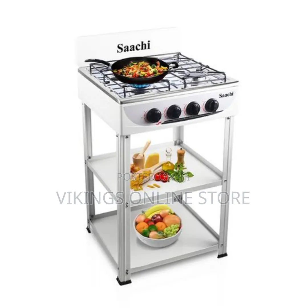 Saachi Stainless Steel 4 Gas Burner Stove Shelves - White