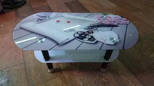 Very Strong Unique Glass Coffee Table With Metallic Stands