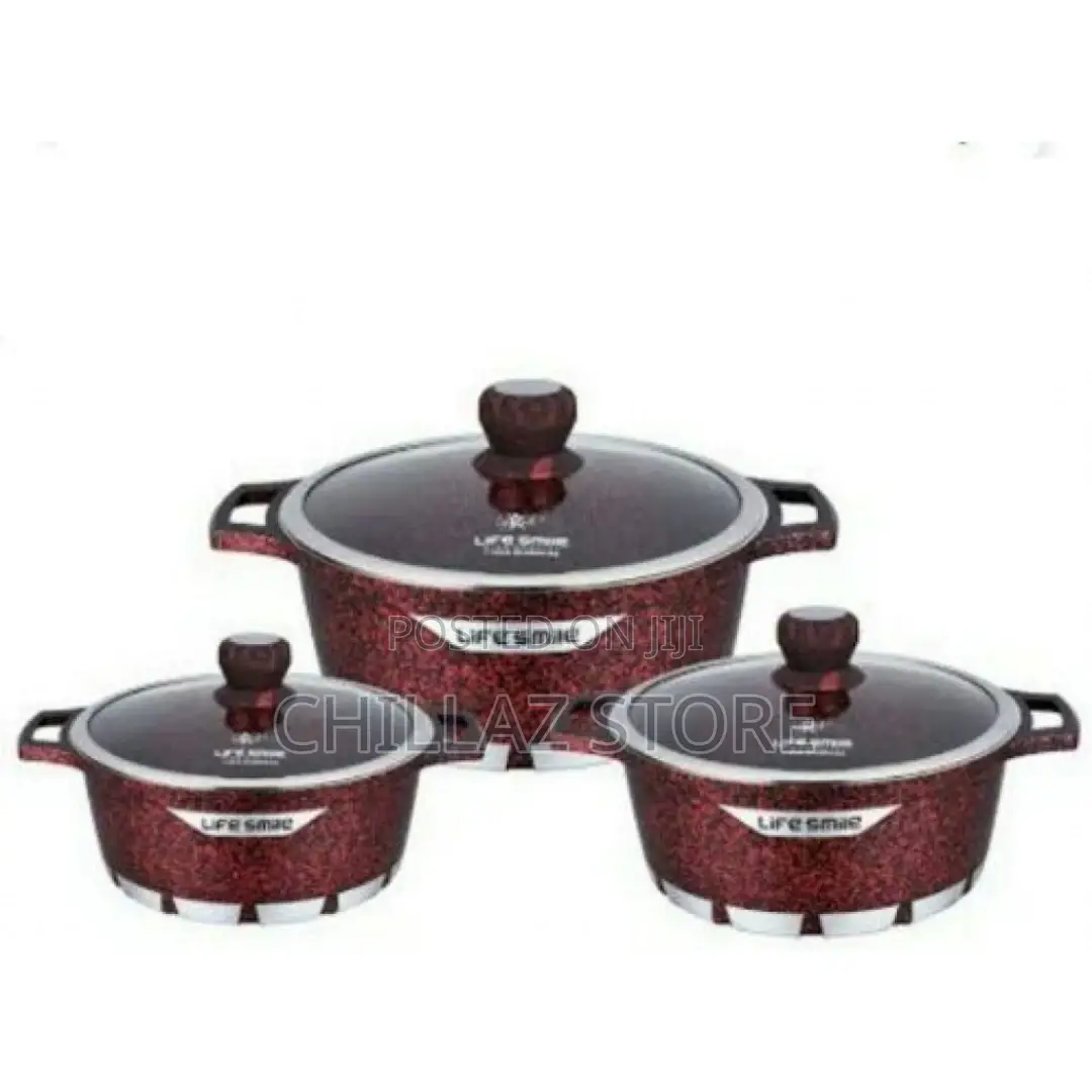 Life Smile 3 Pieces of Non-Stick Serving/Saucepans