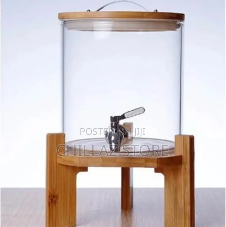 5 L Glass Drinks Dispenser Jar With Tap, Spigot, Lid
