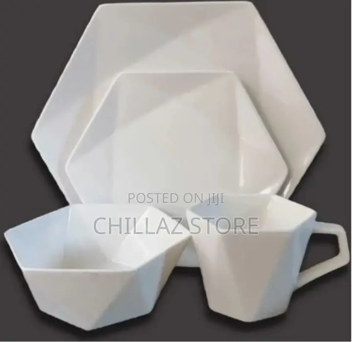 24 Pieces of Hexagonal Plates, Bowls, Cups, Dinner Set-
