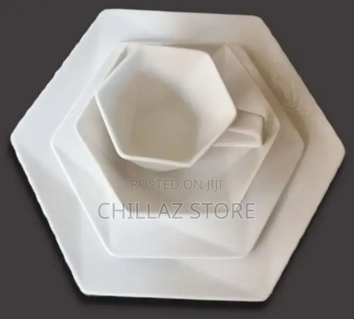 24 Pieces of Hexagonal Plates, Bowls, Cups, Dinner Set-
